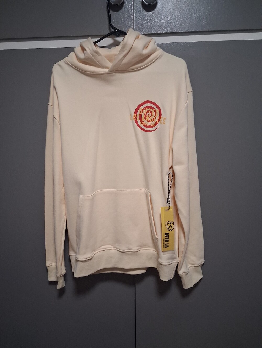 GFTED LA Cream Graphic Hooded Sweatshirt with Chest Emblem Brand New Withbtags